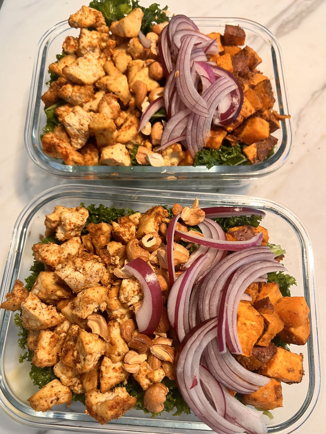 Spiced chicken and sweet potato meal prep bowls